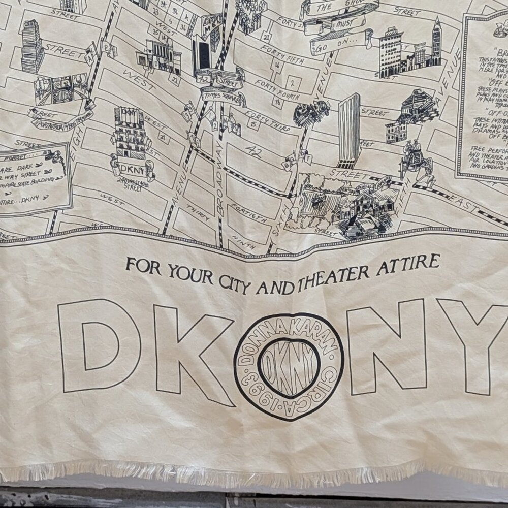 Vintage DKNY silk scarf of Manhattan Theatre District - Picture 2 of 8